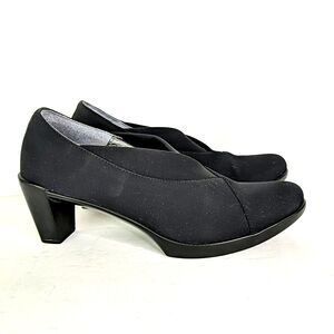NOAT Healed Loafer Shoe Black Microfiber Stretch Women Size 38 Comfort Pump